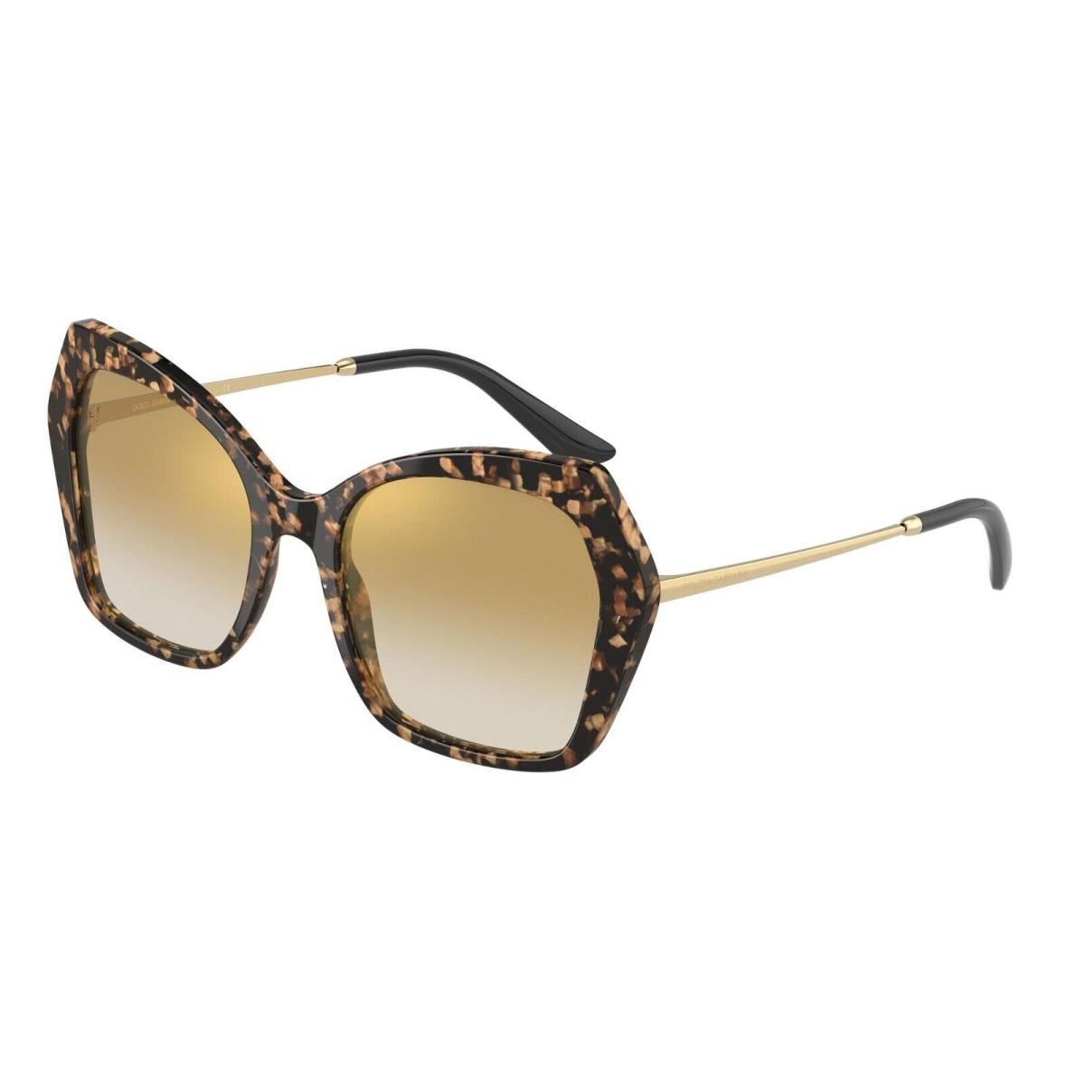 Dolce Gabbana DG 4399 Cube Black Gold/brown Shaded Gold Mirrored Sunglasses