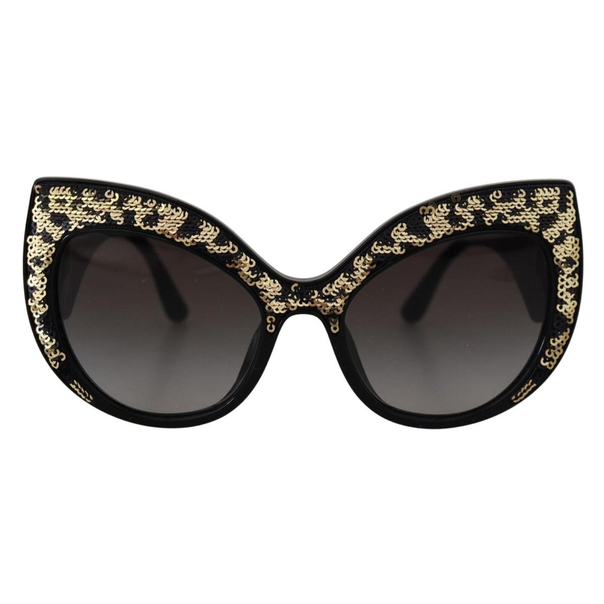 Dolce Gabbana Black Gold Sequin Butterfly Polarized DG4326 Sunglasses