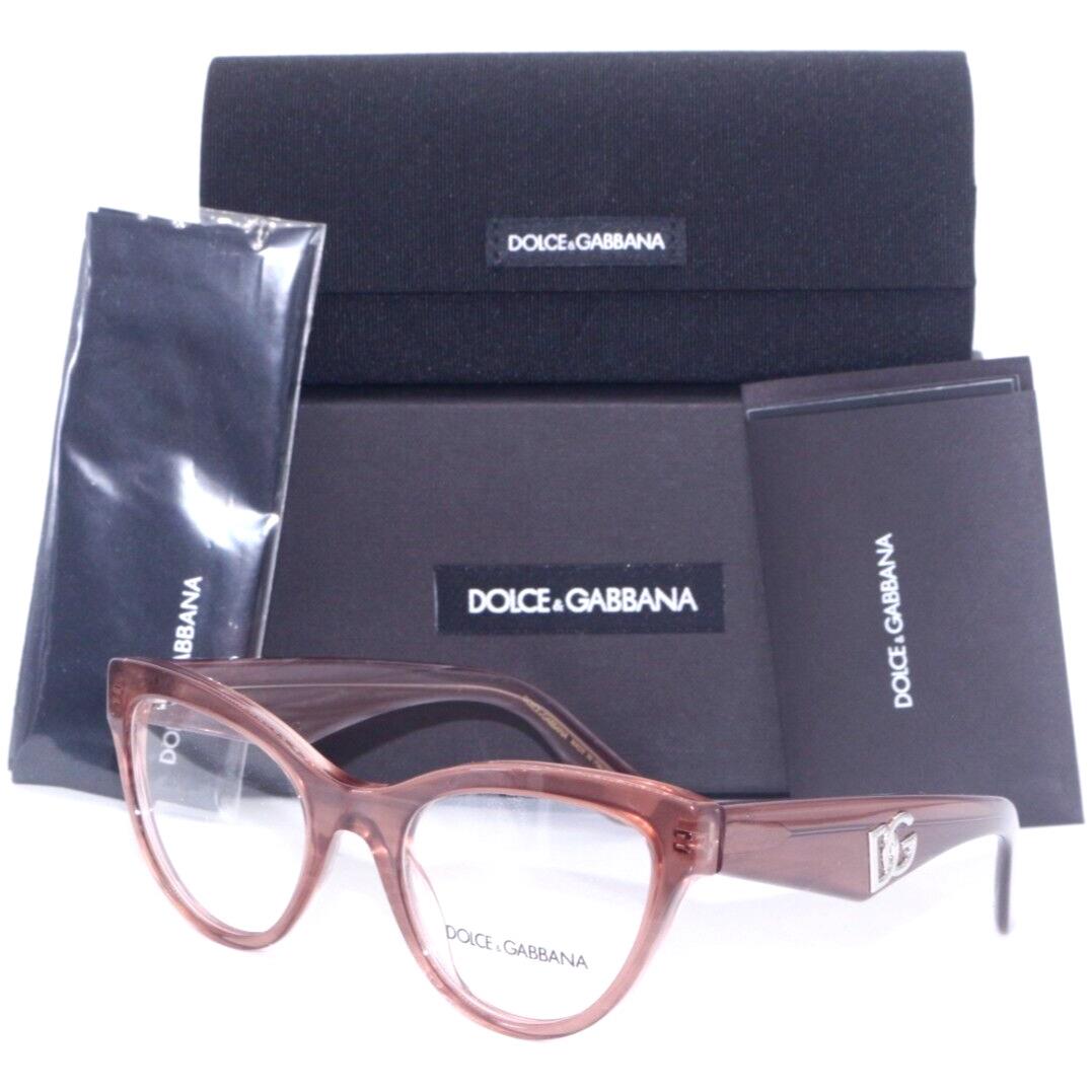 Dolce Gabbana DG 3372 3411 Transparent Peach Eyeglasses 50-20