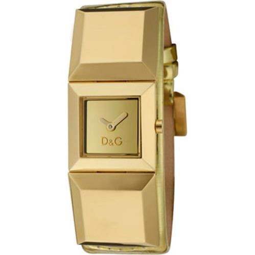 D G Dolce Gabbana Metal Stud Gold Metallic Leather WATCH-DW0273