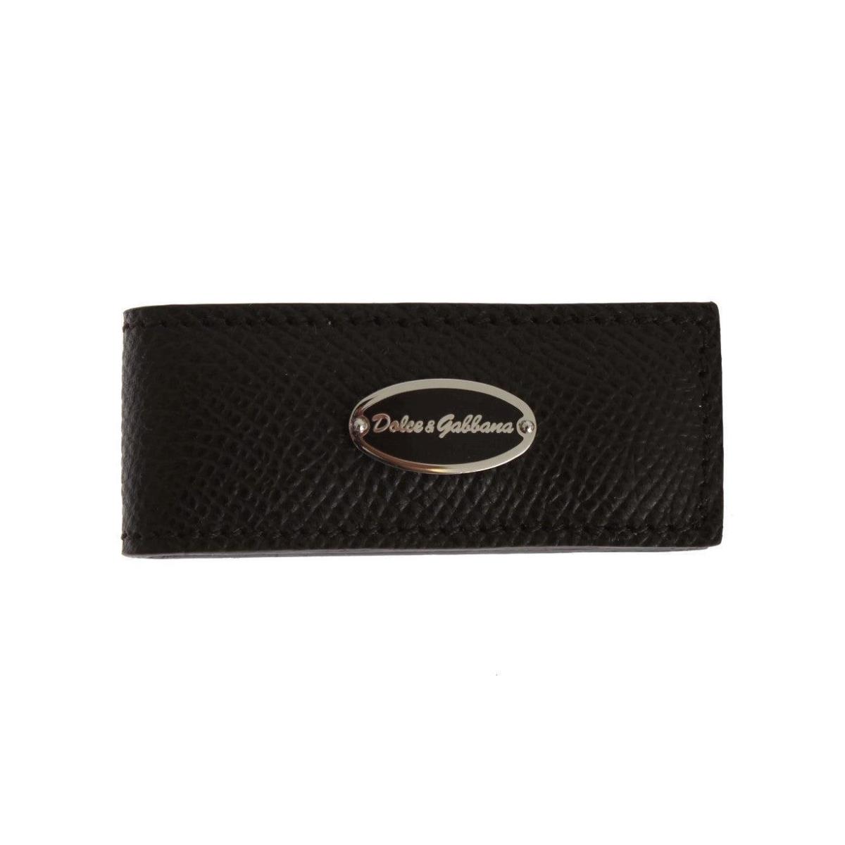 Dolce Gabbana Brown Leather Magnet Money Clip