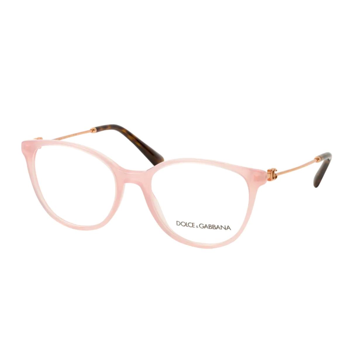 Dolce Gabbana Eyeglasses DG 3363 3384 54-18 Pink Rose Gold Round Cateye Frames