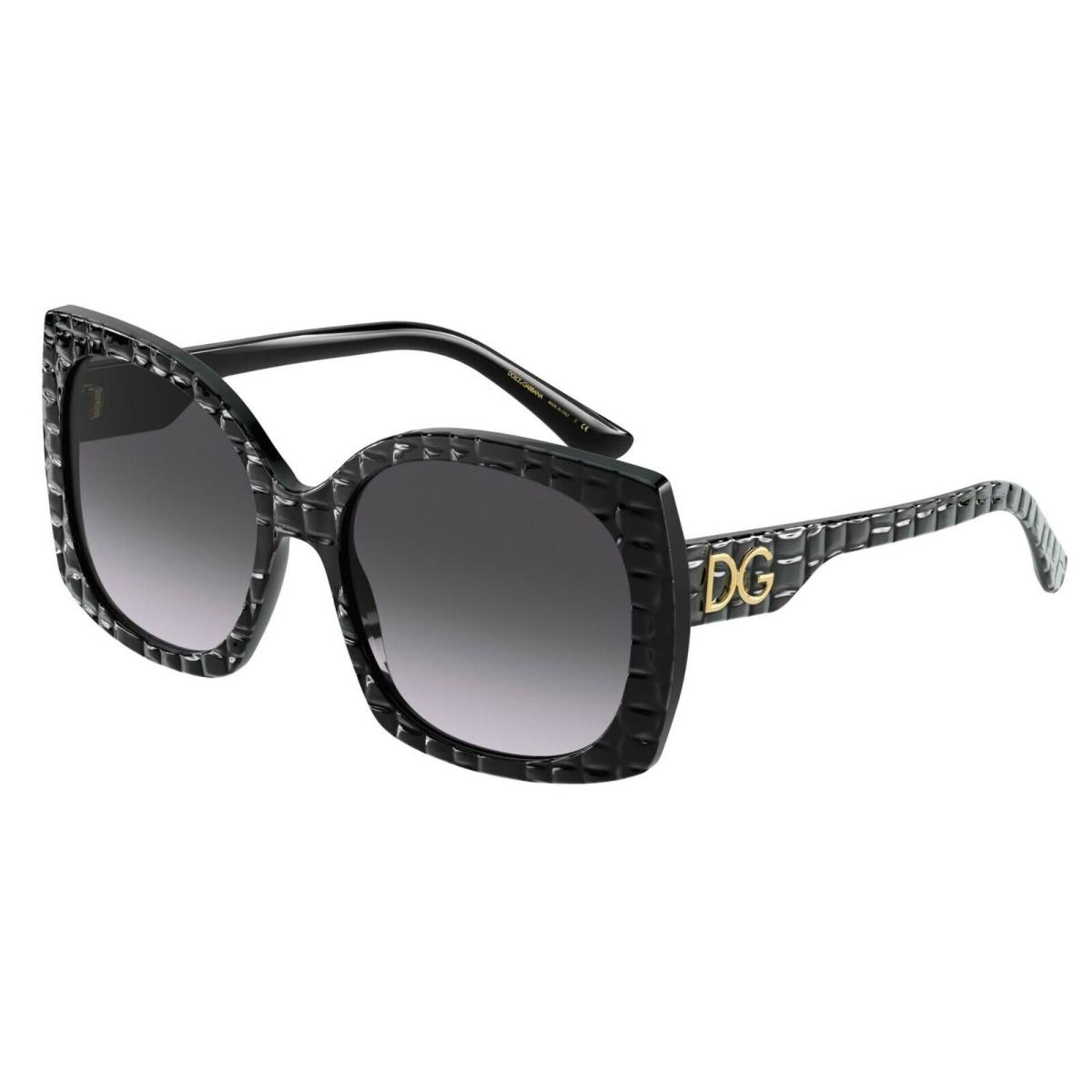 Dolce Gabbana Print Family DG 4385 Black Cocco/grey Shaded 32888G Sunglasses