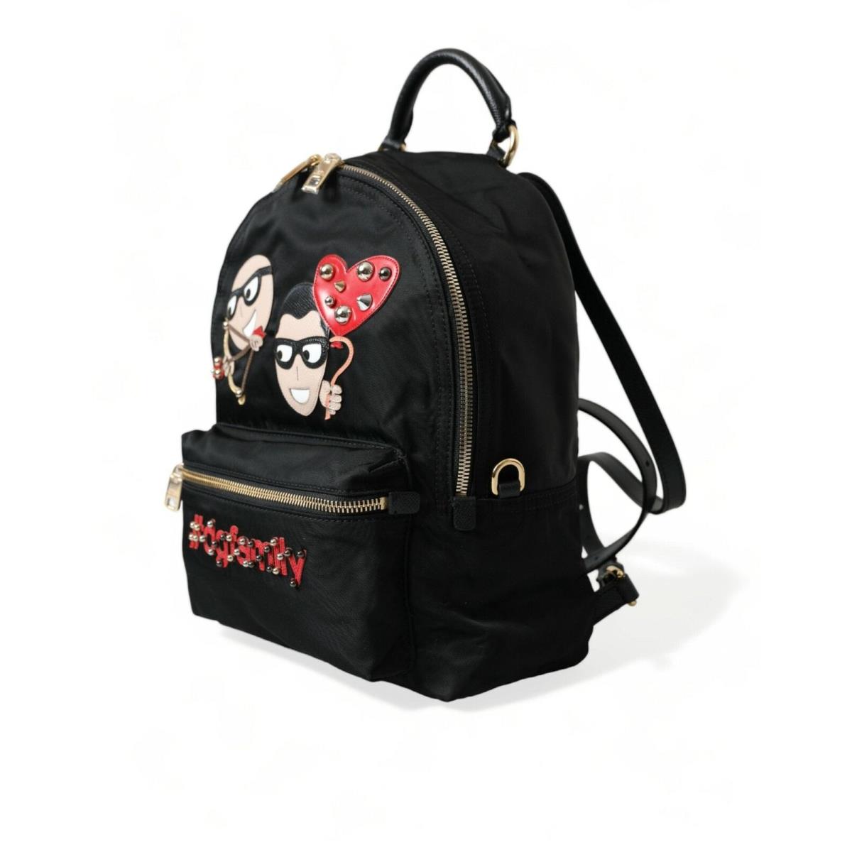 Dolce Gabbana Black Dgfamily Embellished Backpack Vulcano Bag