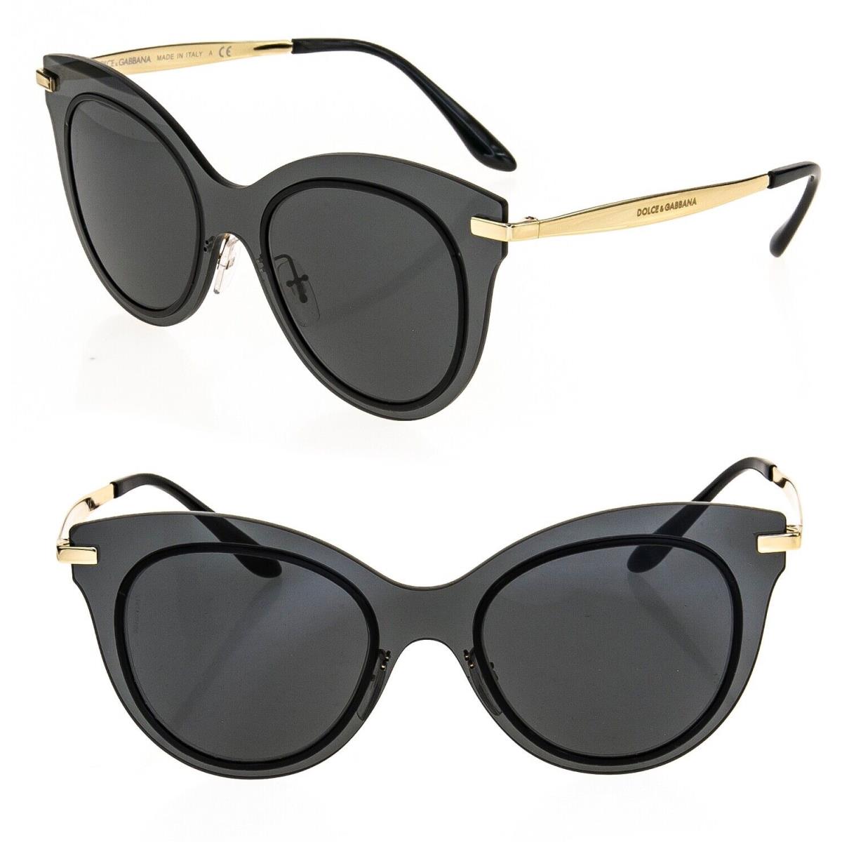 Dolce Gabbana 2172 Black Gold Rimless Butterfly Metal Runway Sunglasses DG2172