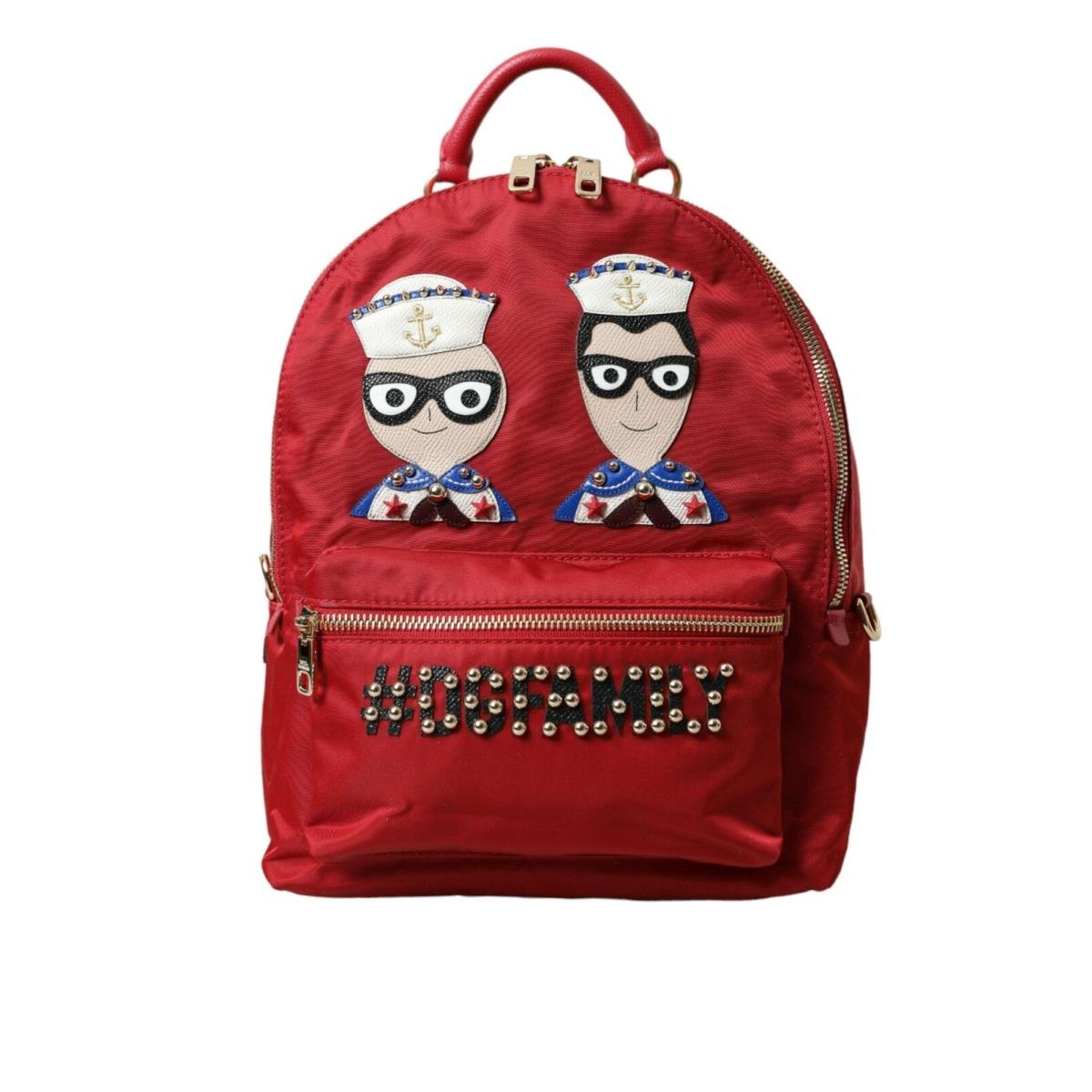 Dolce Gabbana Red Dgfamily Embellished Backpack Vulcano Bag