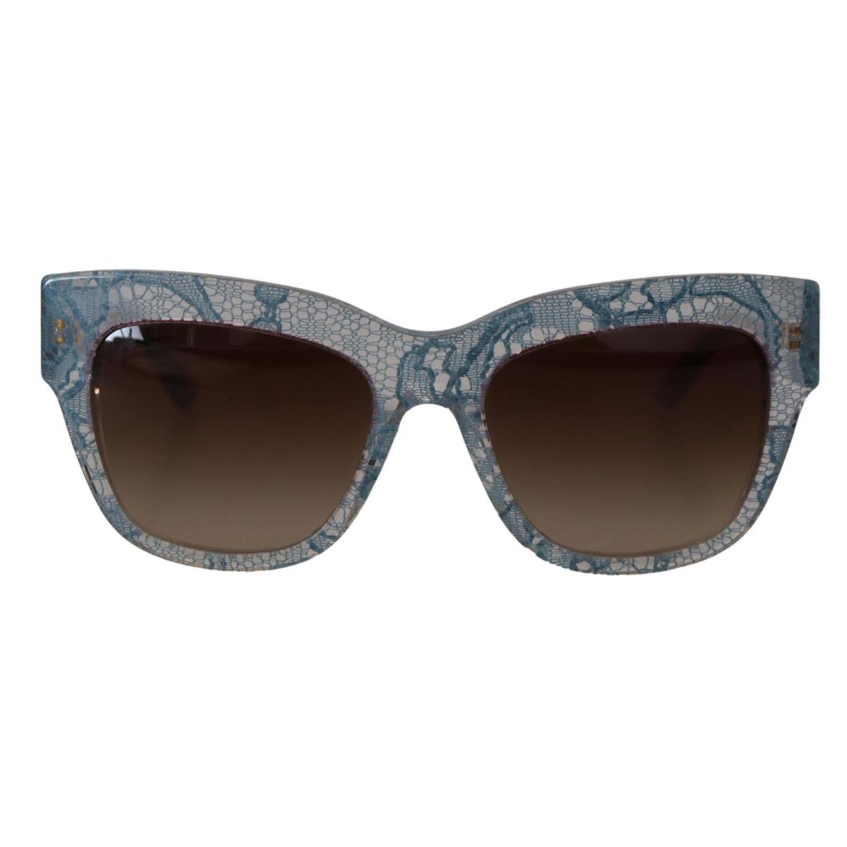 Dolce Gabbana Blue Lace Acetate Rectangle DG4231 Shades Sunglasses