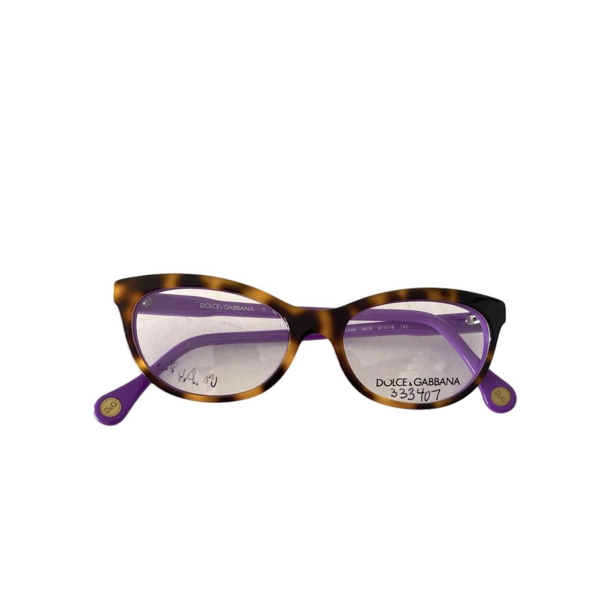 Dolce Gabbana Women`s Eyeglasses - Tortoise Purple DD1245 2608 Size 51-16-140