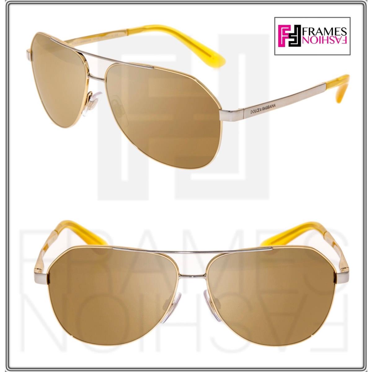 Dolce Gabbana 2144 Silver Gold Mirrored Metal Aviator DG2144 Sunglasses Unisex