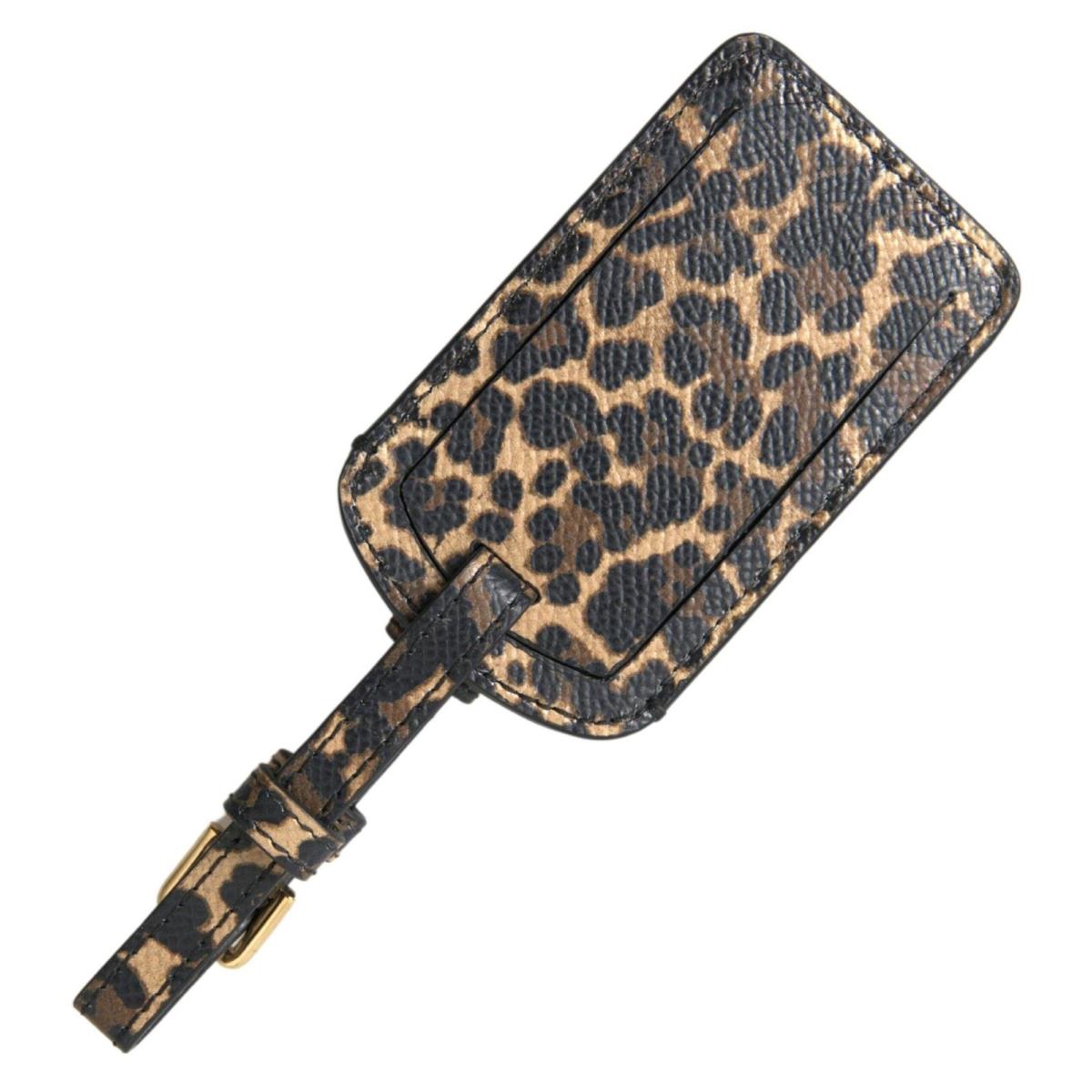 Dolce Gabbana Multicolor Leopard Dauphine Leather DG Logo Luggage Tag