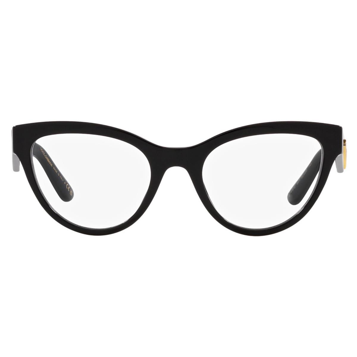 Dolce Gabbana Eyeglasses DG 3372 501 50-20 145 Black Gold Cat Eye Frames