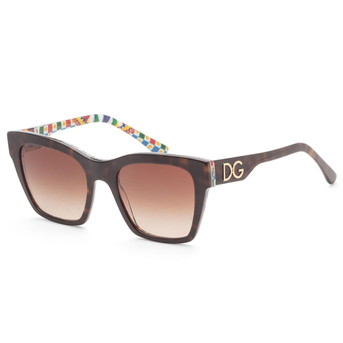 Dolce Gabbana Women`s 53mm Havana On White Barrow Sunglasses DG4384-321773-53