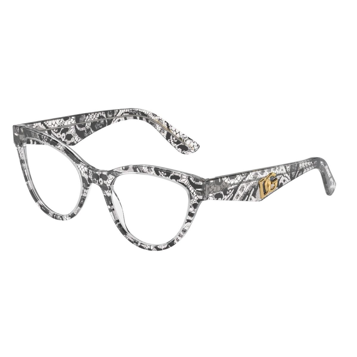 Dolce Gabbana DG3372 3287 Black Lace Demo Lens 52 mm Women`s Eyeglasses