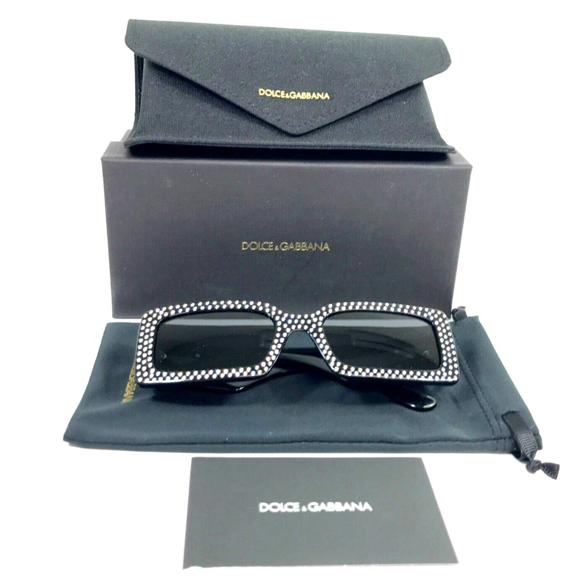 Dolce Gabbana Sunglasses DG4447-B 501/87 Black Crystal Frames w/ Gray Lenses