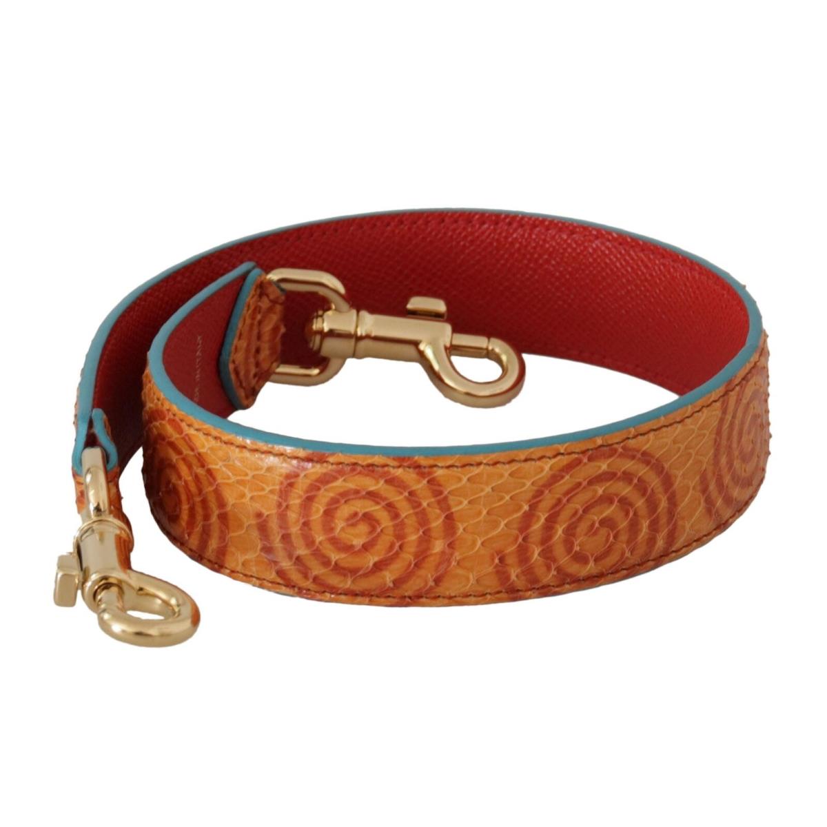 Dolce Gabbana Orange Leather Swirl Print Bag Shoulder Strap