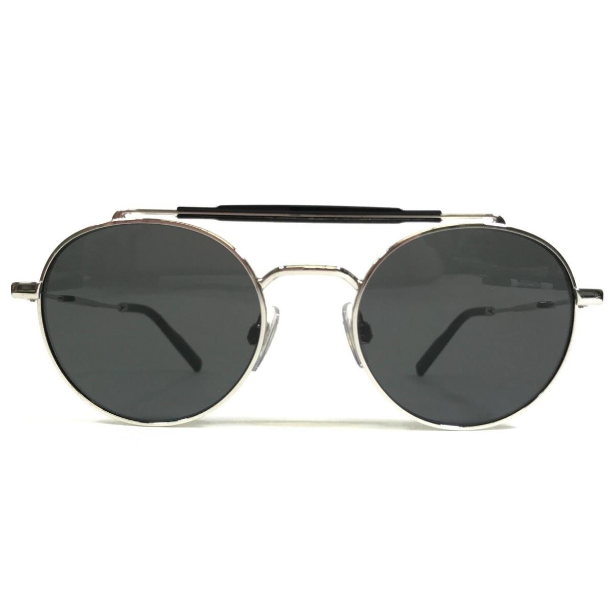 Dolce and Gabbana Sunglasses DG2295 05/87 Silver Black Round Frames Black Lenses