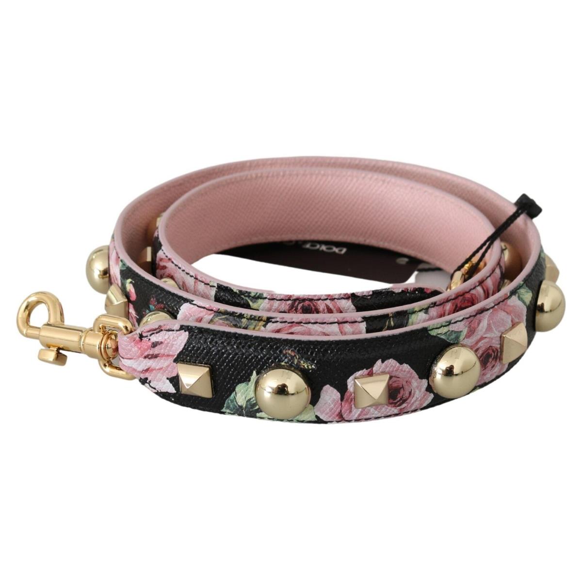 Dolce Gabbana Pink Floral Leather Stud Accessory Shoulder Strap
