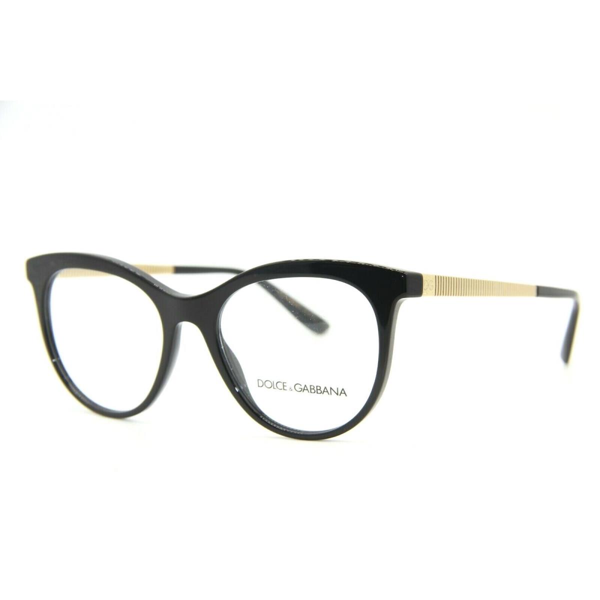 Dolce Gabbana DG 3316 501 Black W/gold Temples Eyeglasses 52-18