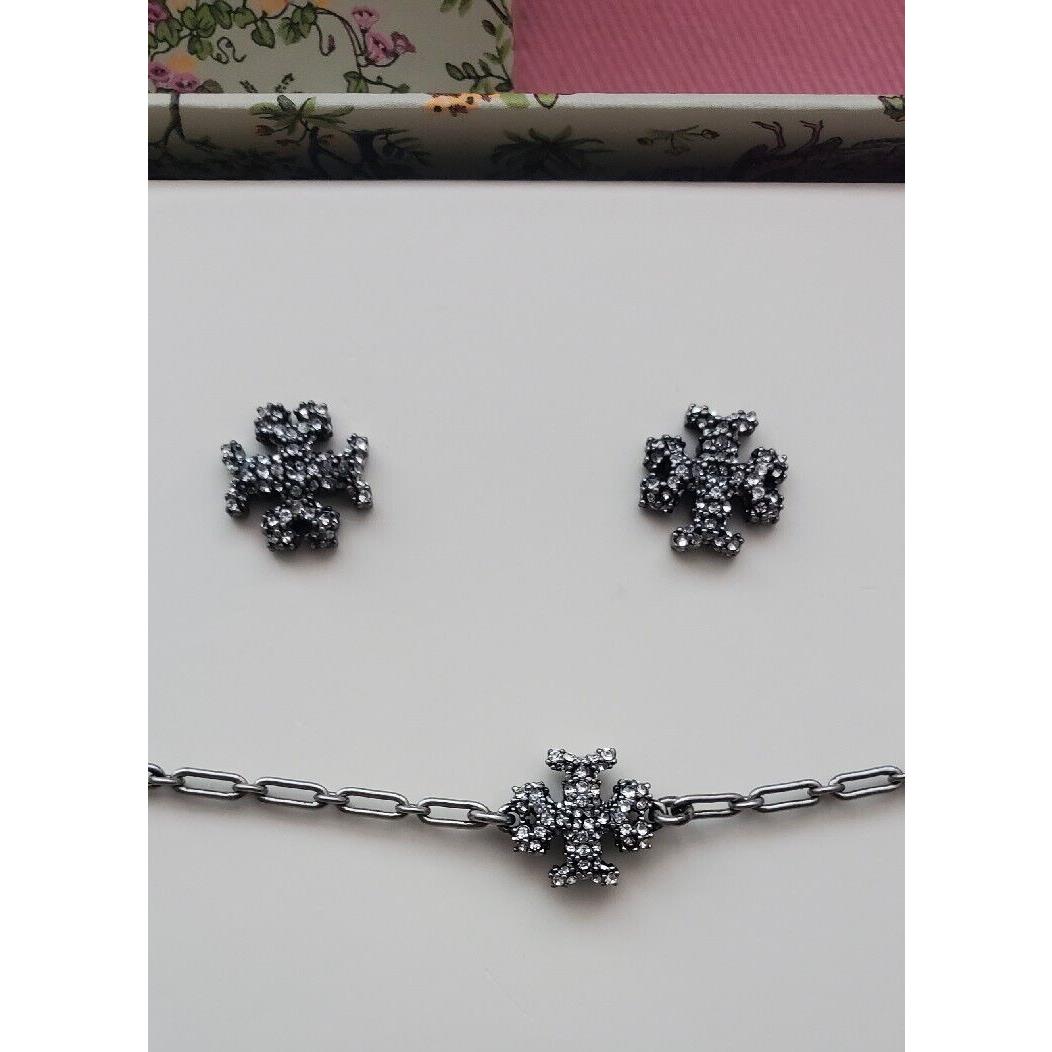 Tory Burch Roxanne Chain Bracelet and Stud Earring Set in Gift Box