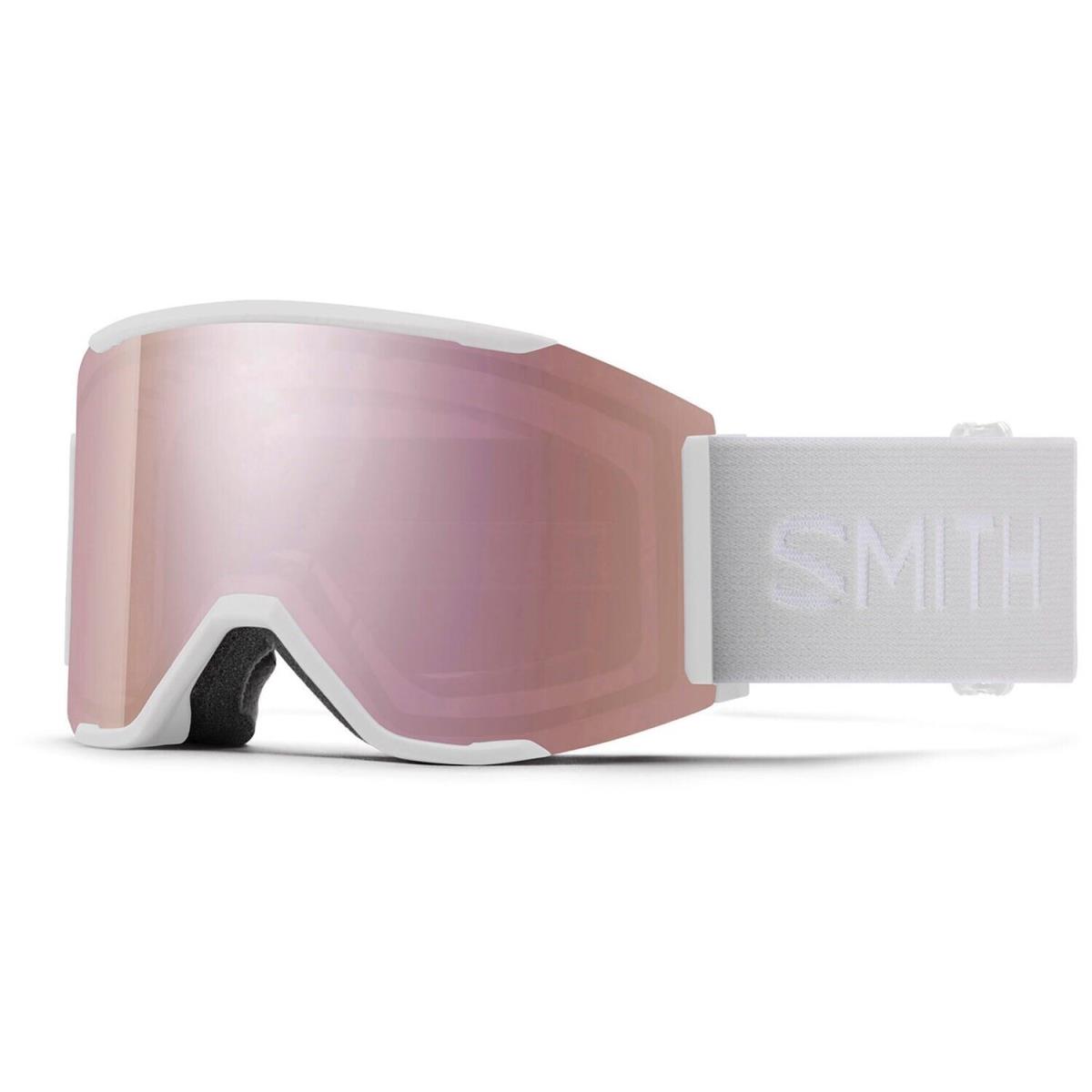 Smith Squad Mag Snow Goggles White Vapor Everyday Rose Gold Mirror Lens + Bonus