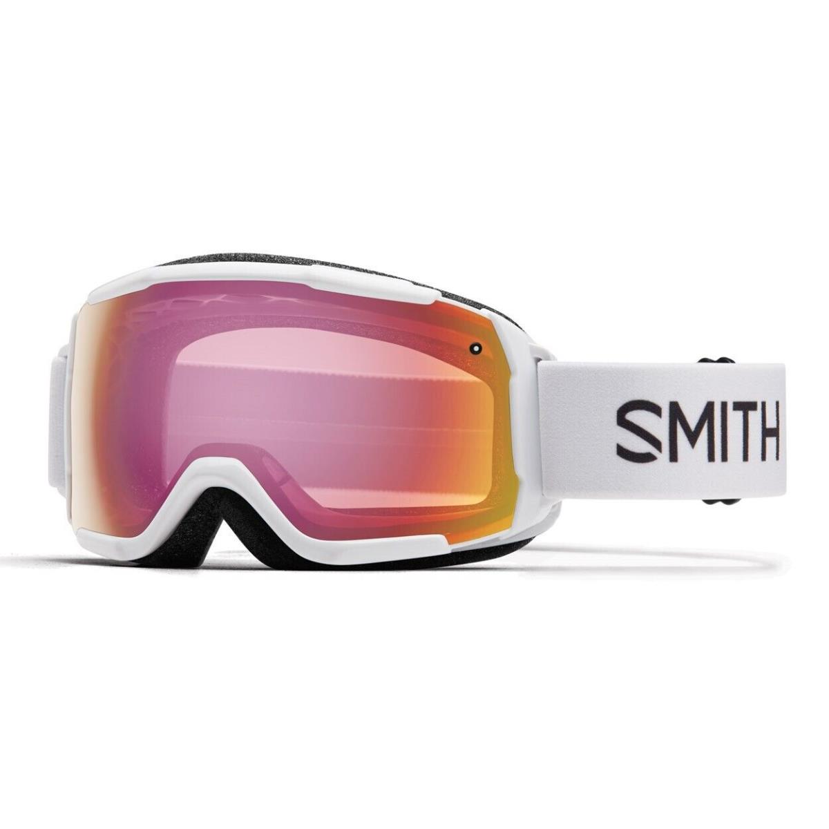 Smith Grom Youth Snow Goggles White Frame Red Sensor Mirror Lens