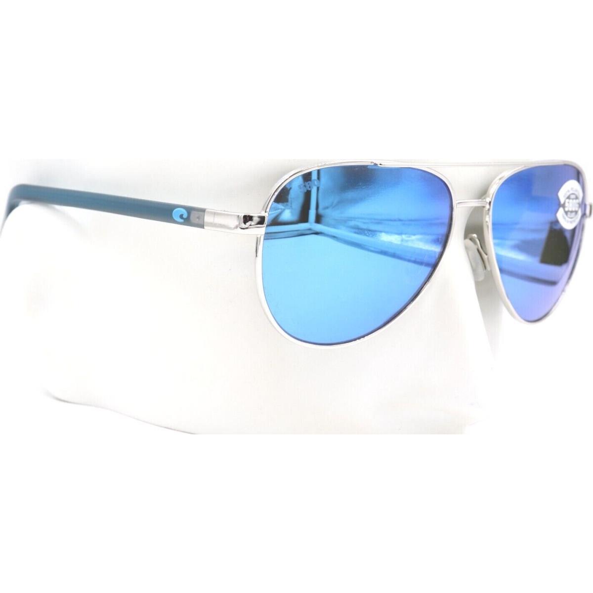 Costa Del Mar Peli Shiny Silver Blue Mirror 580G Sunglasses 06S4002 40020957