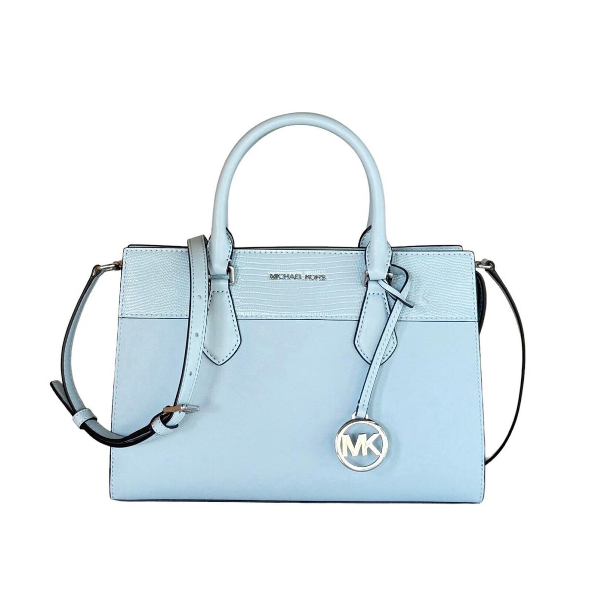 Michael Kors Sheila Medium Center Zip Shoulder Crossbody Bag Vista Blue