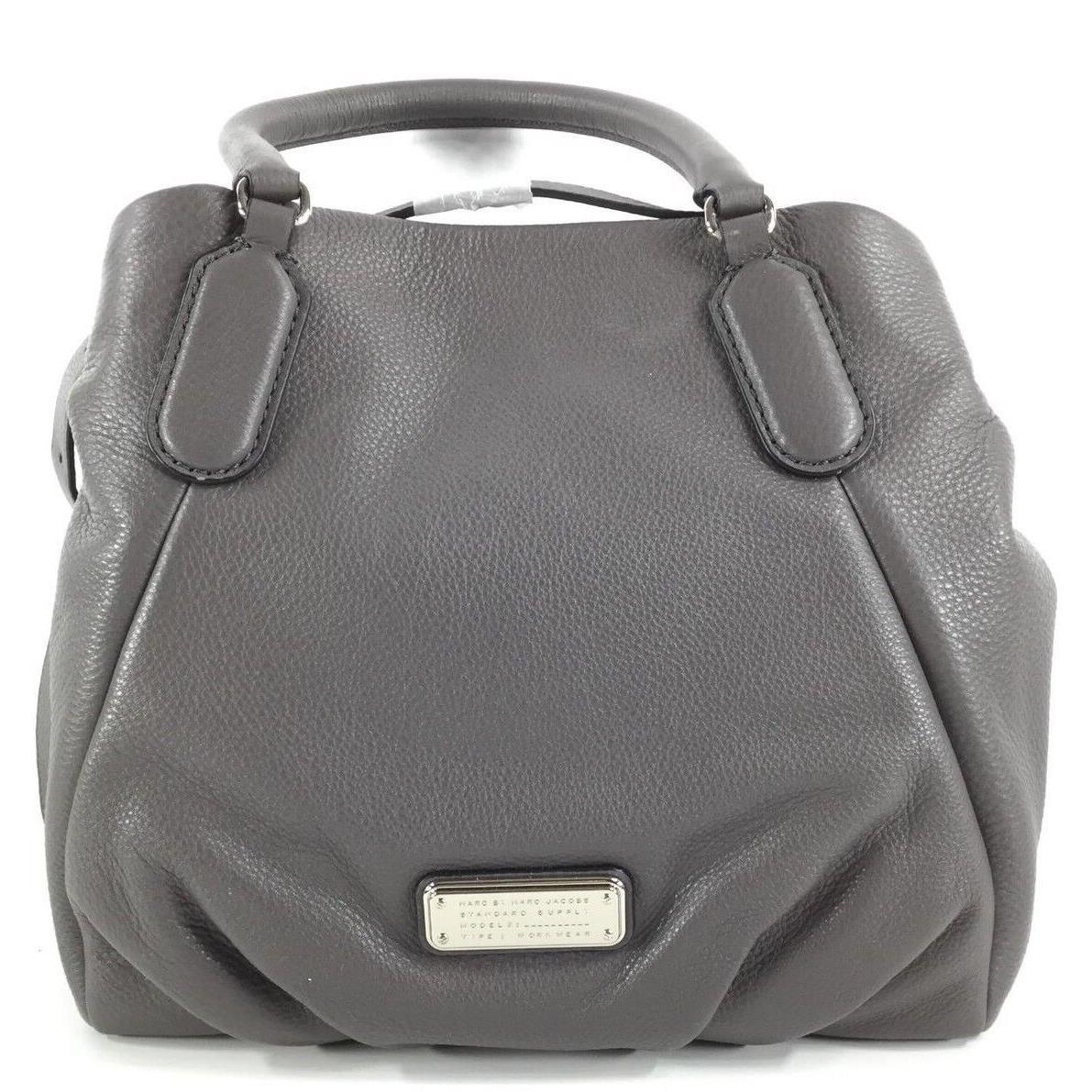 Marc Jacobs Q Fran Aluminum Grey Italian Leather Shoulder Tote Bag