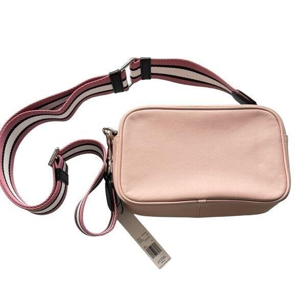 Marc Jacobs Flash Peach Whip Smooth Leather Logo Embossed Camera Crossbody