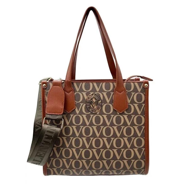 Valentino Orlando Italy Design Monogram Tote Shoulder Bag Logo Strap