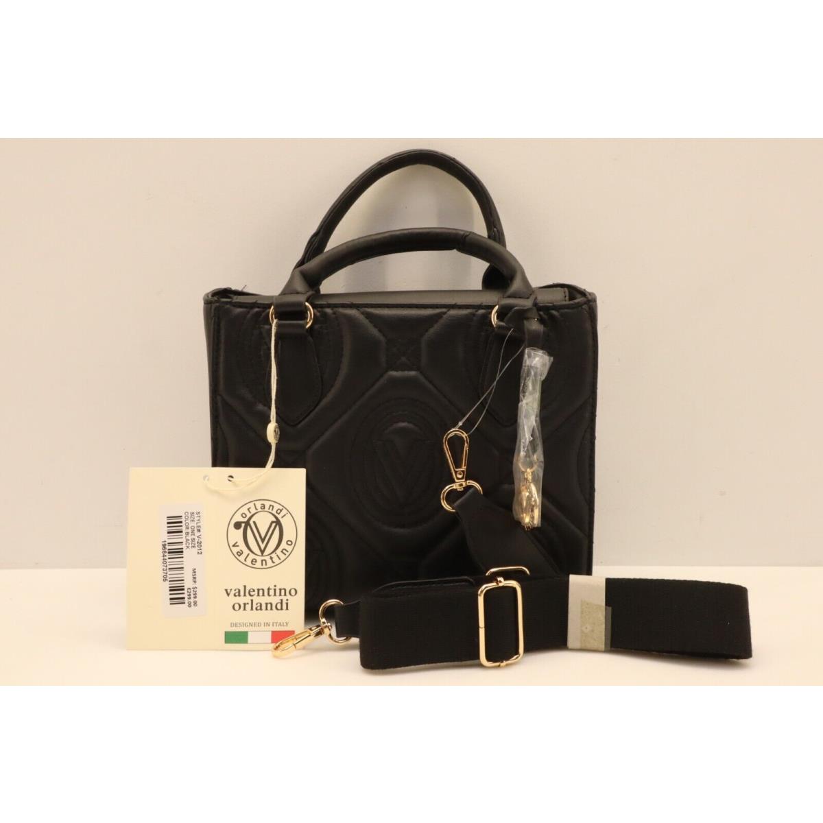 Black Orlandi Valentino Top Handle V Logo Quilted Tote Bag with Pendant