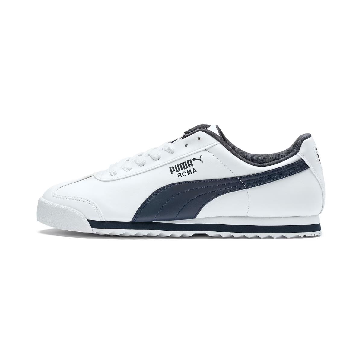 Puma Roma Basic 353572-12 Sneaker Men`s White Navy Lace Up Training Shoes NR8002 - White