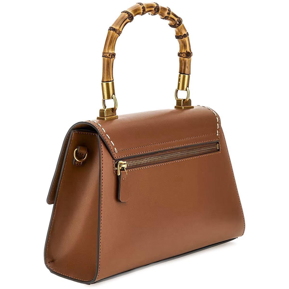 Guess Hwvb7875210 Marciano Stephi Bamboo Hardware Flap Bag In Cognac