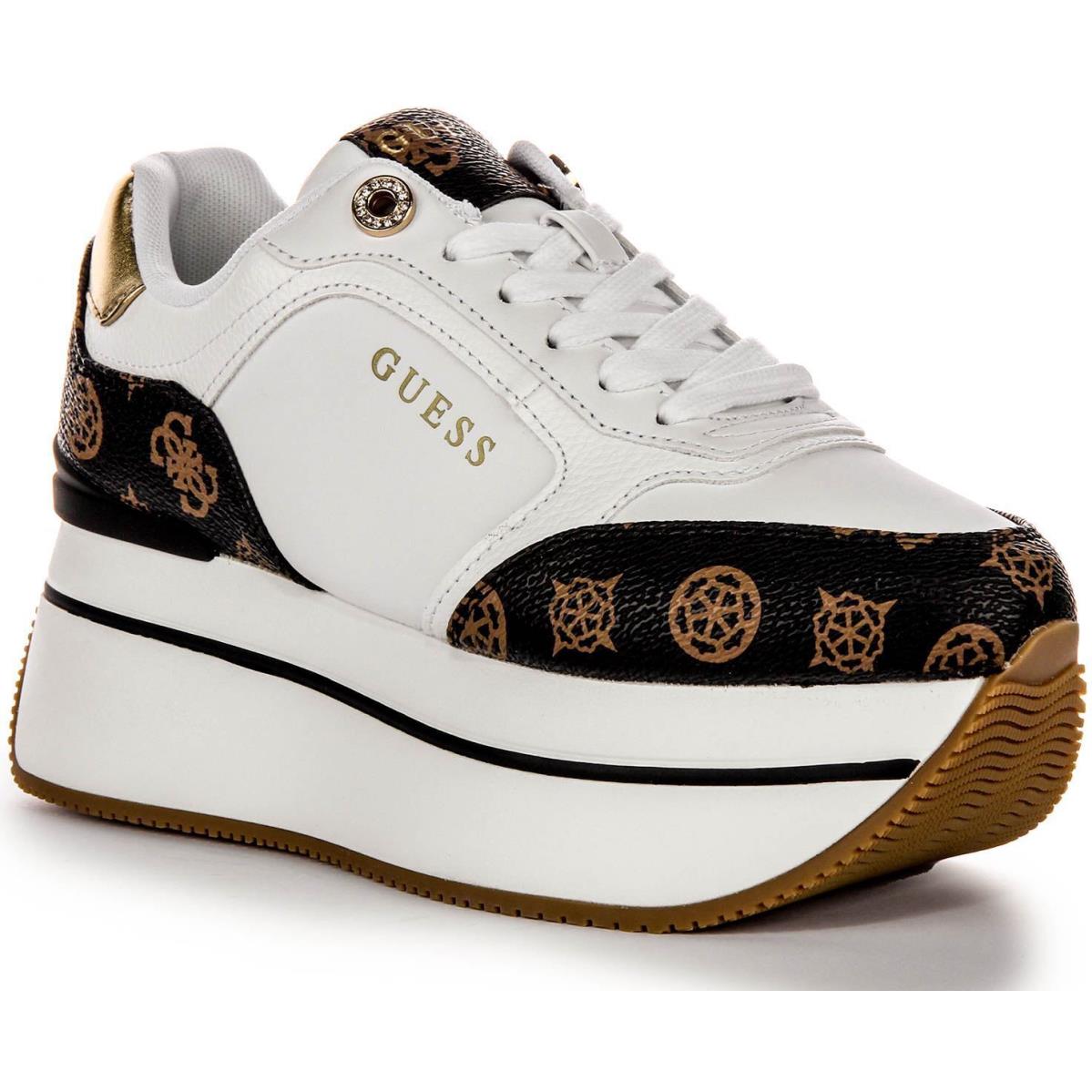 Guess Flpcm4Fal12 Camrio 4G Peony Logo Women Sneaker White Brown US 5 - 11 WHITE BROWN