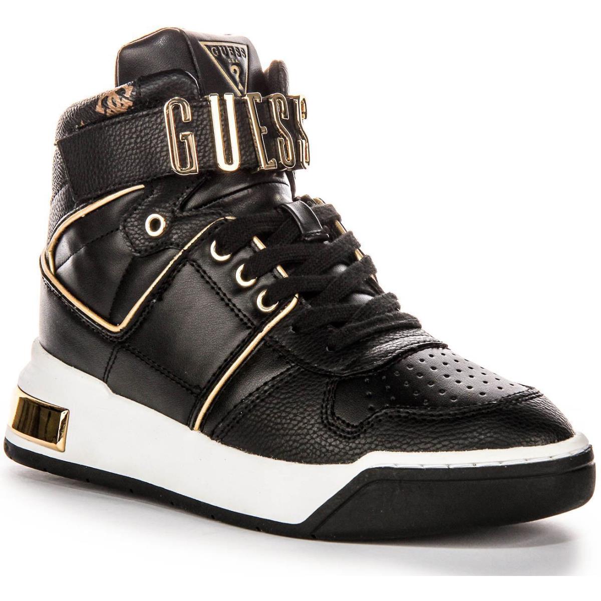 Guess Flpcr3Fal12 Corten High Top Gold Logo Trainer Blackwomen Sneaker US 3 - 8