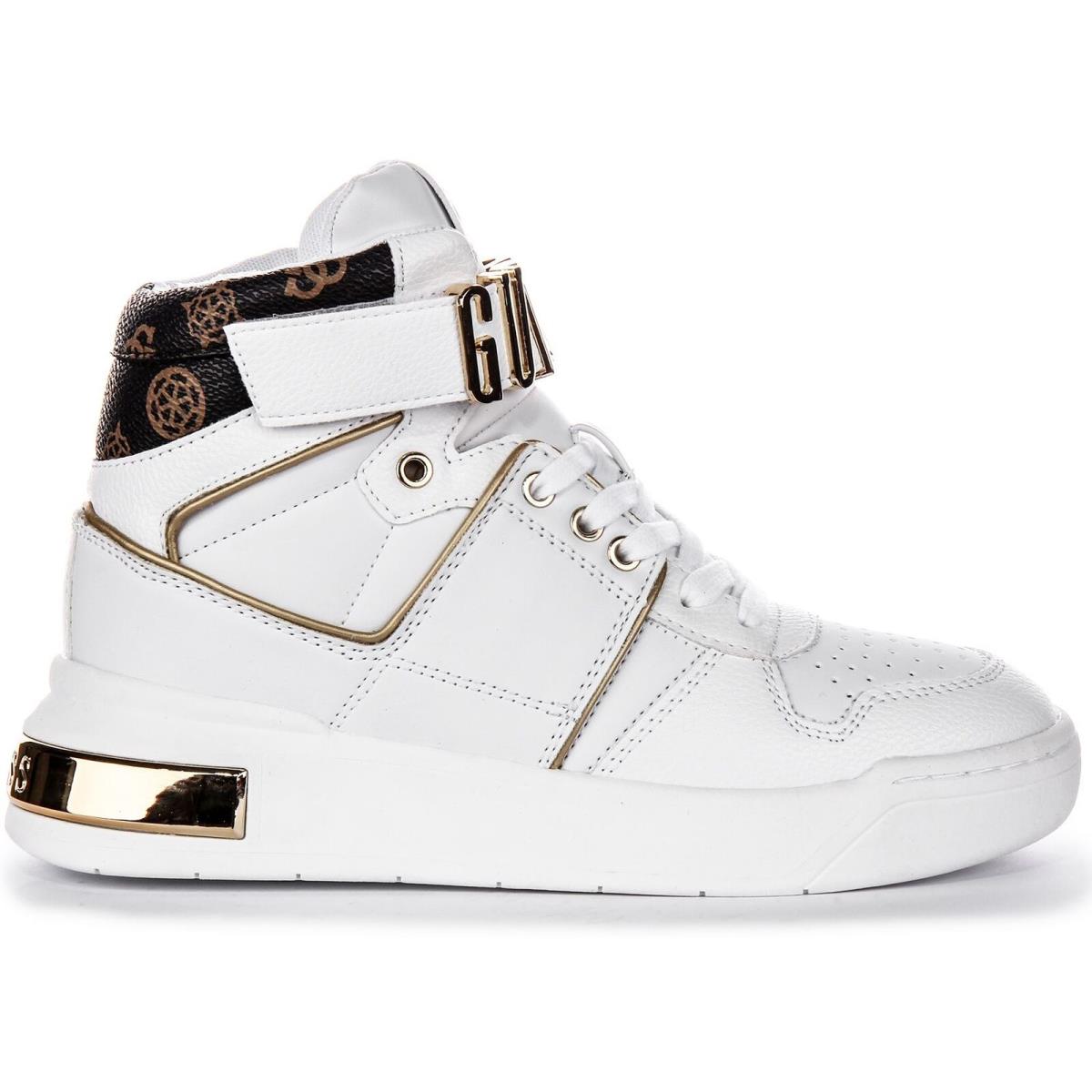 Guess Flpcr3Fal12 Corten High Top Gold Logo White Gold Women Sneaker 3 - 8