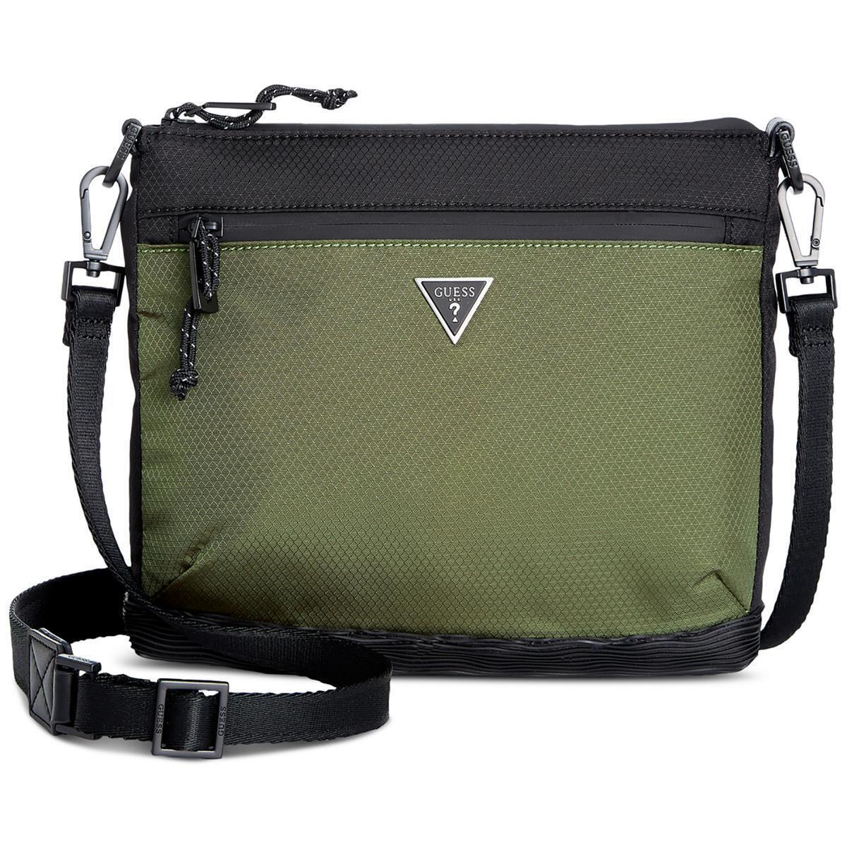 Guess Mens Certosa Tech Green Convertible Everyday Shoulder Bag Medium Bhfo 3956