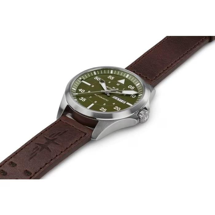 Hamilton Khaki Aviation Pilot Day Date Auto Green Dial Watch-H64635560