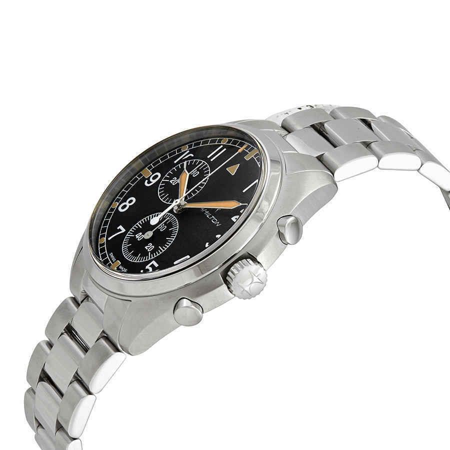 Hamilton Pilot Pioneer Chronograph Quartz Black Dial Men`s Watch H76522131