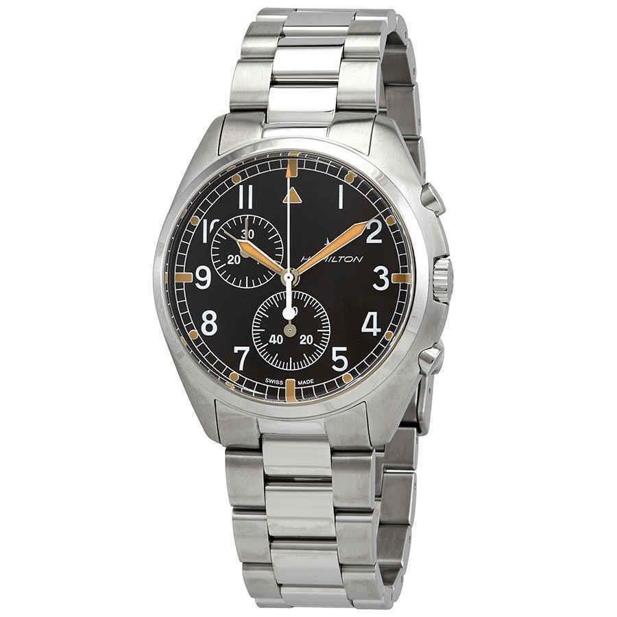 Hamilton Pilot Pioneer Chronograph Quartz Black Dial Men`s Watch H76522131