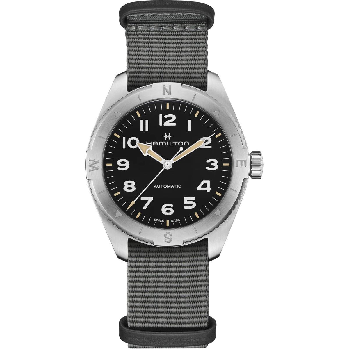 Hamilton Khaki Field Expedition Auto Men`s Watch H70315930 - Dial: Black, Band: Gray, Bezel: Silver