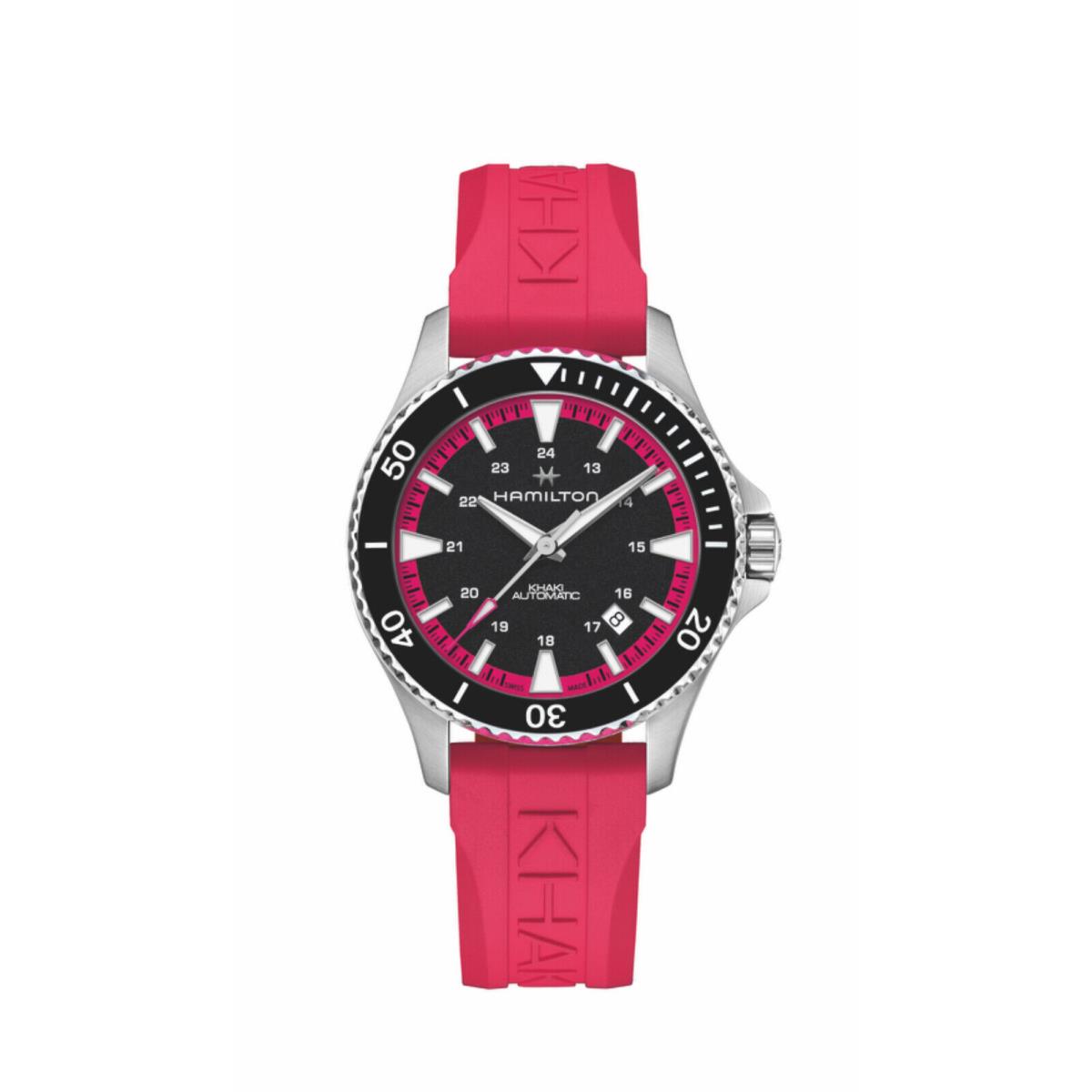 Hamilton H82395330 Khaki Navy Scuba Steel 40mm Pink Rubber Automatic Wrist Watch