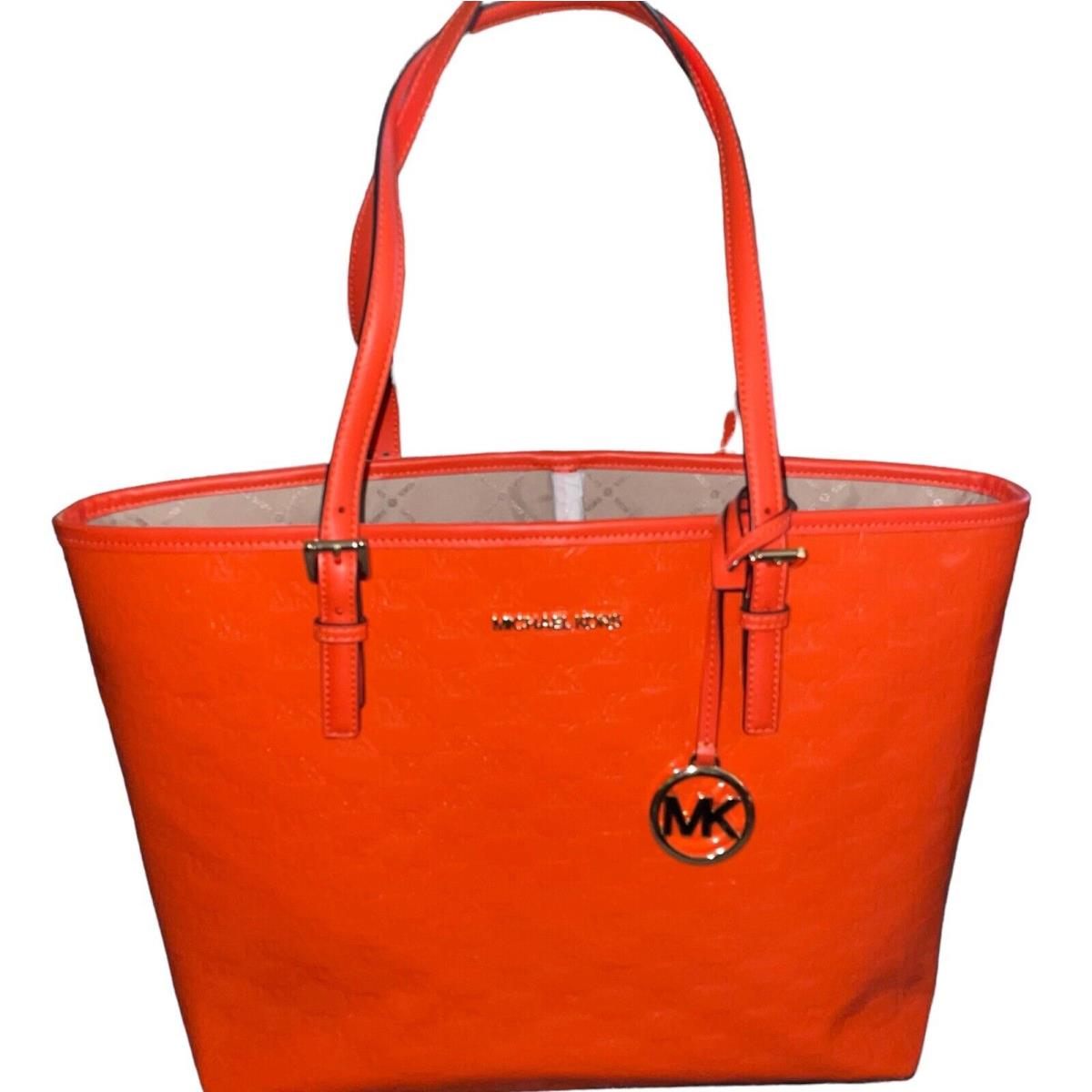 Michael Kors Jet Set Travel MD Carryall Tote Clementine Logo Orange 38SOCTVT6V