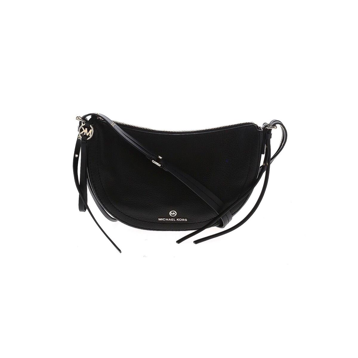 Michael Kors Camden Solid Black Leather Small Messenger Crossbody Bag