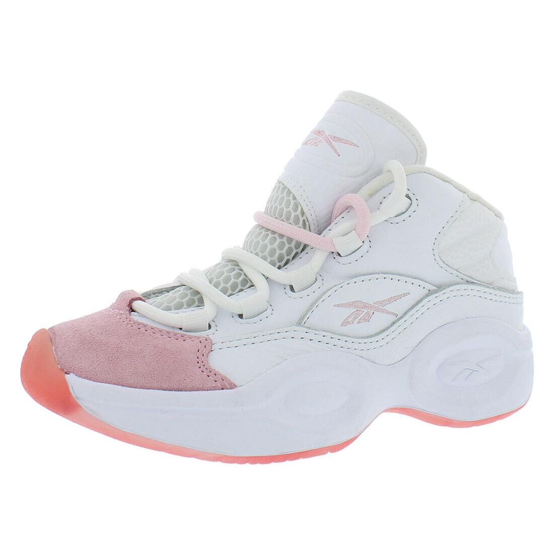 Reebok Question Mid Infant/toddler Shoes Size 1 Color: White/pink - White/Pink Glow/Porcelain Pink, Main: White