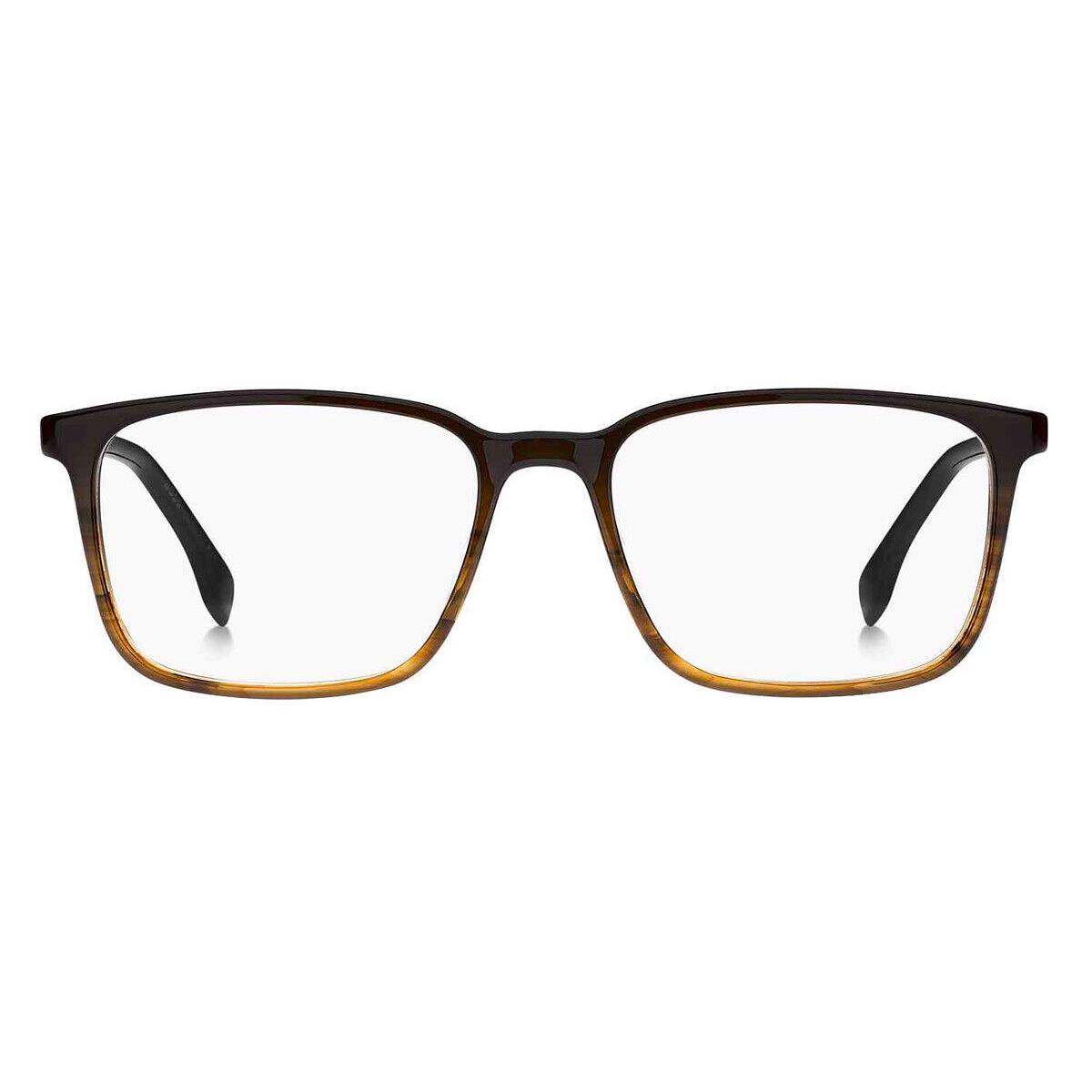 Boss 1436 Eyeglasses Men Brown Horn Rectangle 55mm - Frame: Brown Horn, Lens: Demo