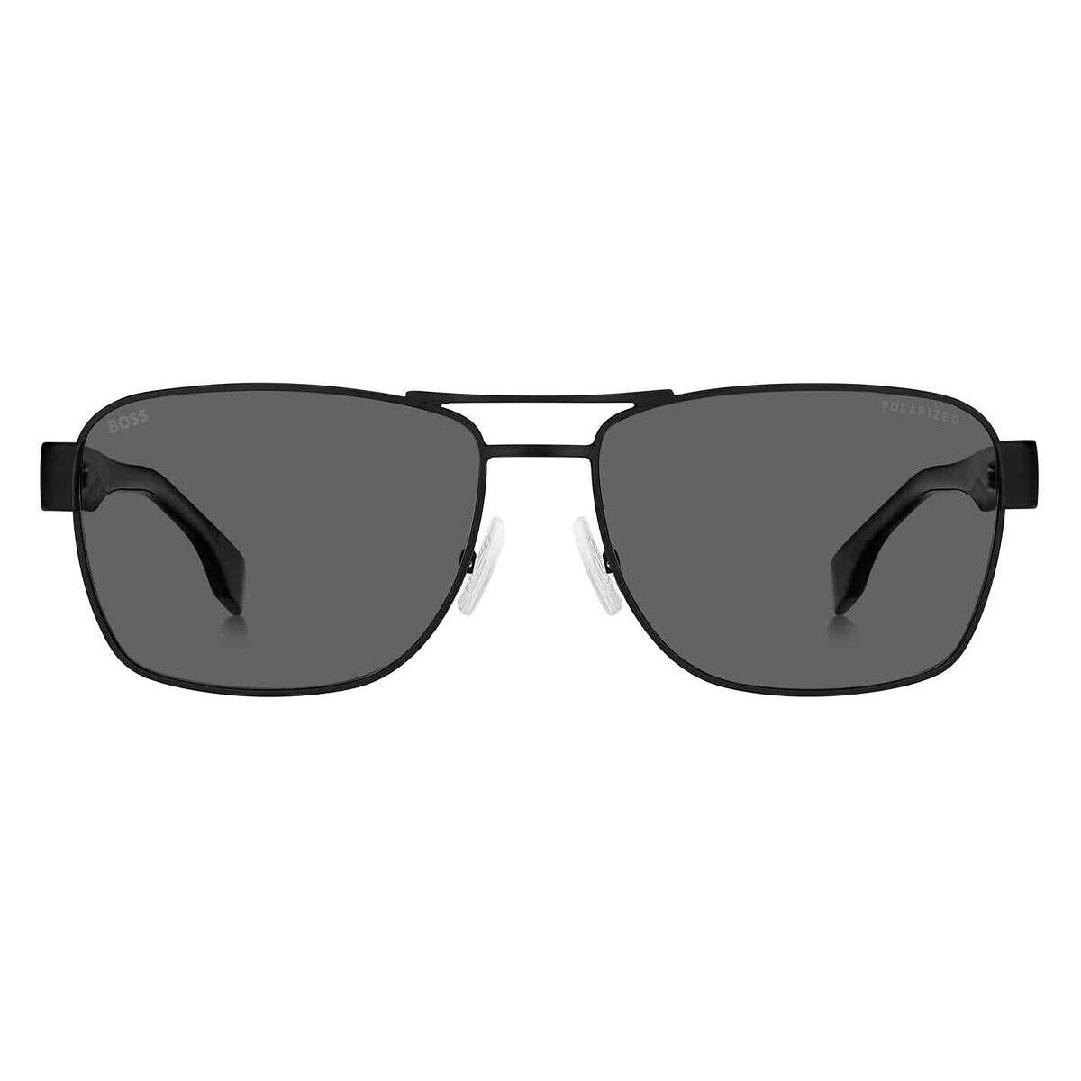 Boss 1441/S Sunglasses Black Gray Polarized Rectangle 60mm