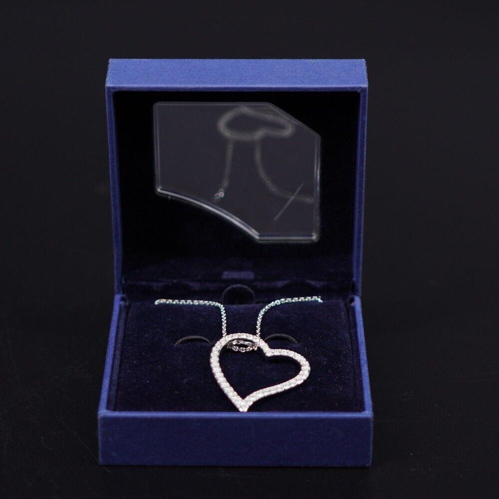 Swarovski Heart Necklace Crystal Rhinestone In Box 1.25 Pendant