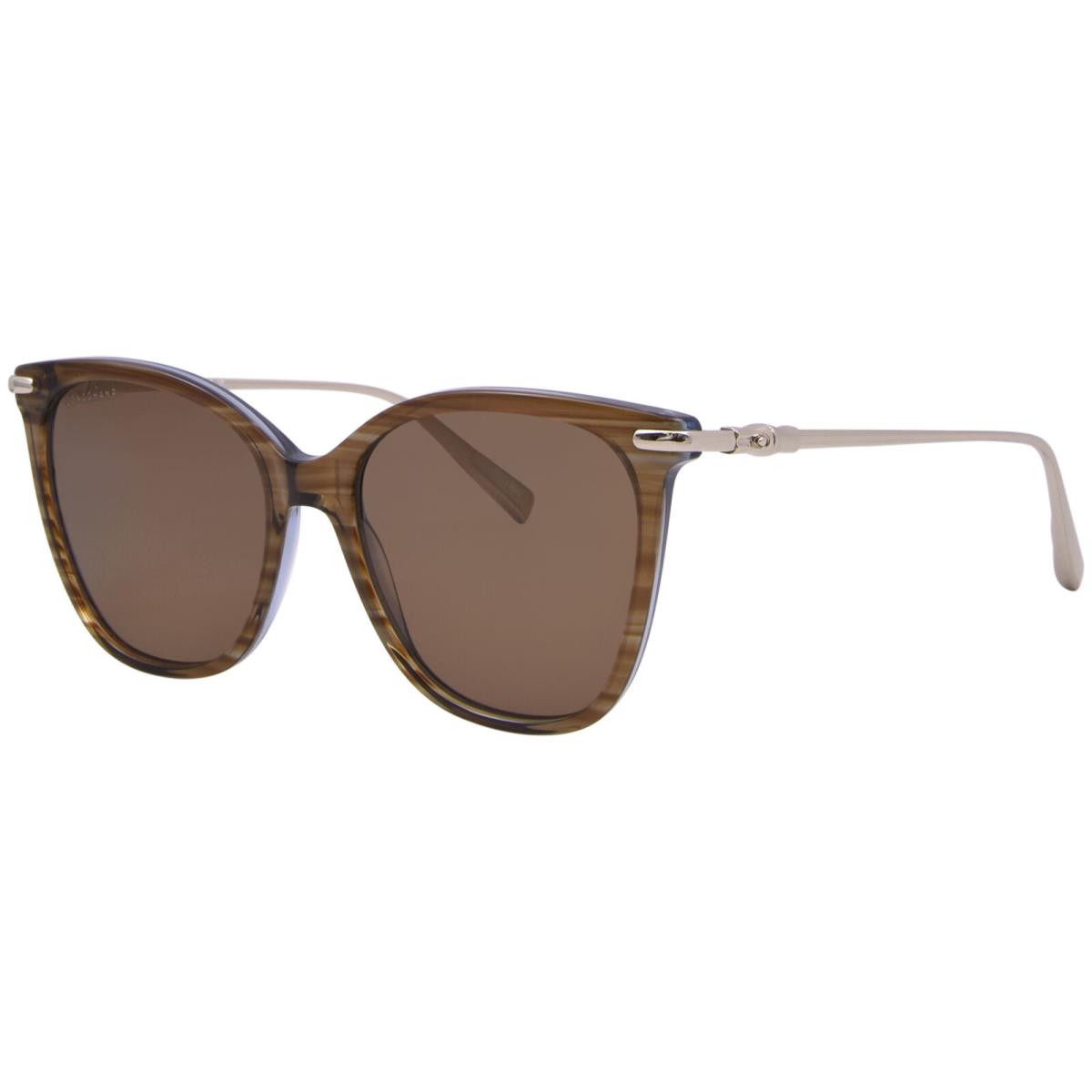 Lacoste Longchamp LO757S 211 Sunglasses Women`s Striped Brown/brown Rectangle Shape 55mm