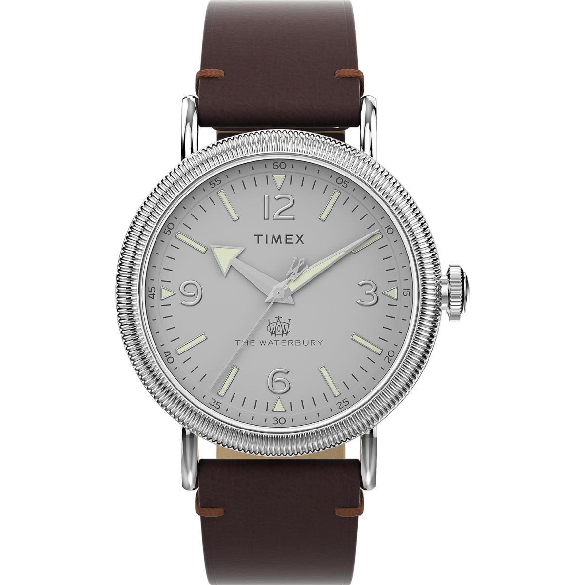 Timex Men`s Waterbury 40mm Traditional Watch Brown/Silver-Tone/Silver-Tone